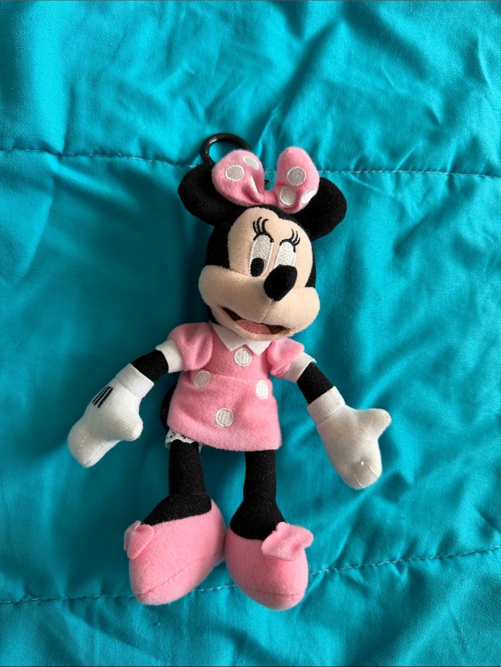 Disney Minnie Mouse Pink and Black Plush Keychain